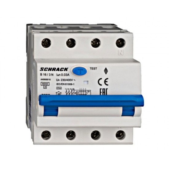 Diferential 20A 3P+N 30mA RCBO Schrack - AK668820